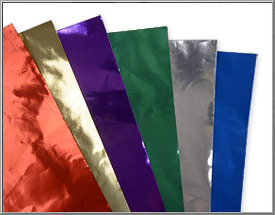 value set of vintage metallic foil paper, one sheet of all six colors