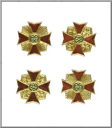 Burgundy & Gold Medals vintage Dresden trim ornaments