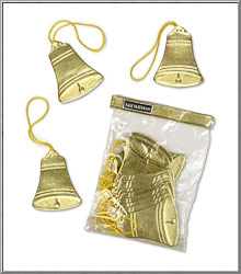 Bells with hanging loops vintage gold Dresden ornaments