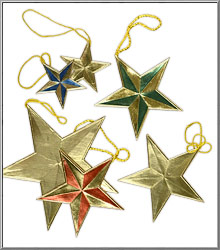 Assorted Stars with hanging loops vintage Dresden ornaments