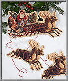 Santa in a Sleigh with Reindeer Garland Mamelok England