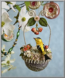 Nesting Songbird Victorian Whimsey glass ornament