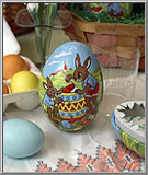 Vintage Easter Bunny Artists paper mache egg