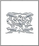 Flock of Flying Doves - Silver Dresden Foil Paper Die-Cut Trims from Germany