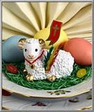 Grinning Easter Lamb plaster figurine from Poland