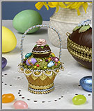 'April's Easter Basket' Victorian Whimsey glass ornament in chocolate egg gift box