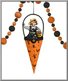 Farmerette Halloween Costume Party Cornucopia Ornament