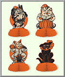 Vintage Halloween centerpieces with honeycomb tissue bases
