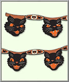 Black Cat Heads Halloween cutouts banner
