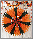 Halloween Honeycomb Rossette in orange and black tissue