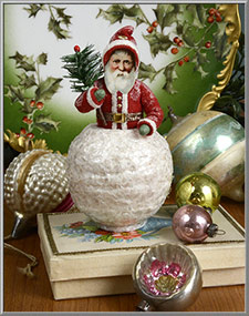 'Santa Claus in a Snowball' vintage cotton Christmas decoration