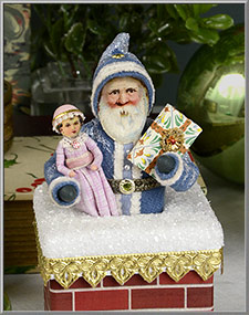 'Santa Claus in a Chimney' nostalgic Christmas decoration by D. Blumchen