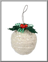 'Winter Holly Snowball' spun cotton Christmas ornament