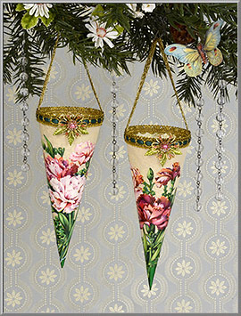 Carnation Bouquet Cornucopia Ornaments
