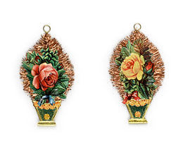 'Rose Topiary' Lametta tinsel icicle ornaments