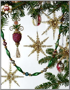 Gold Filigree Lametta Tinsel Star Christmas Ornaments from Germany ~ 24 kt. Gold Gilded