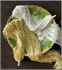 Vintage hanks of gold and silver Bouillon wire, made in Western Germany