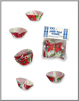 1970's Christmas Poinsettia Design Petit-Four Cases Paper Liners, made in England