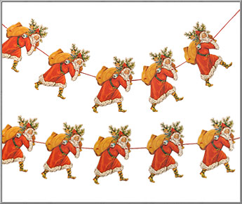 English Yuletide garland 'Father Christmas' die-cuts decoration