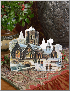 'Christmas Eve Cathedral' Victorian Christmas Card from England