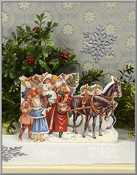 'Santa Claus and his Sleigh' Victorian Christmas Card from England