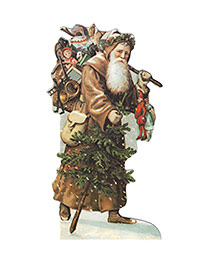 'Father Christmas with Toys' Victorian Christmas card, made in England by Mamelok Papercraft