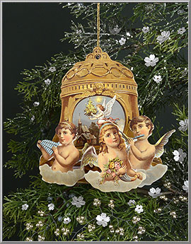 'Yuletide Angels with Bell' Victorian Christmas card from Mamelok England