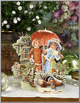 'Yuletide Snow Shower' Victorian Christmas greeting card from Mamelok England