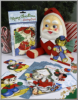 Retro 1950s Kiddie Christmas Cards, Assorted set of 15 designs