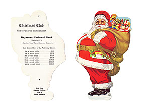 1950's Christmas Club Santa Claus tree hanger ornament