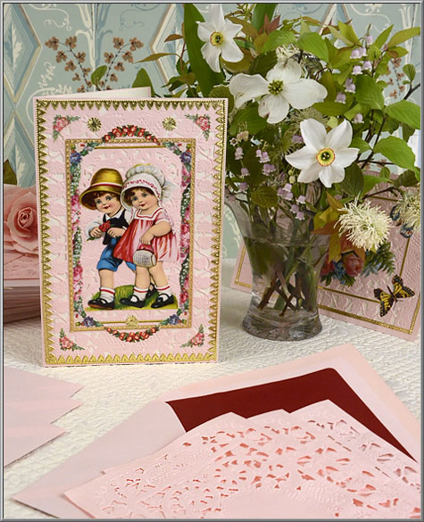 Victorian Doily Pink Paper Lace Cards from Germany