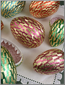 Vintage 'Harlequin Motif' paper mache egg boxes, made in Western Germany