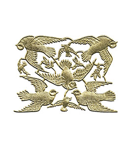 Flock of Flying Doves - Gold Dresden trim die-cuts from Germany