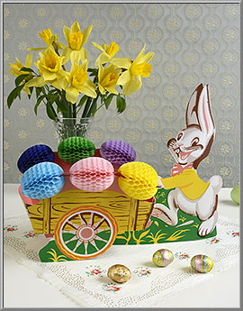 Easter Bunny with Cart Vintage 1957 design 