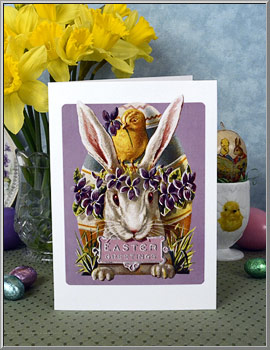 'Violets Bunny and Chick' Easter greeting card