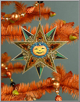 Pumpkin Star Halloween Dresden ornament