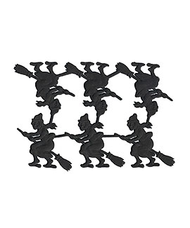 Flying Witch on a Broom Black Dresden Trims from Germany