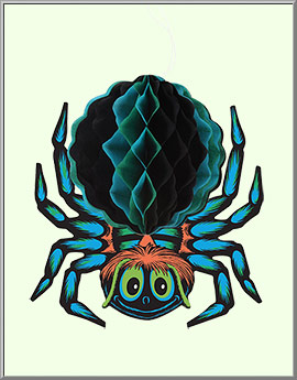 Vintage Creepy Halloween Spider honeycomb tissue party decoration made in USA