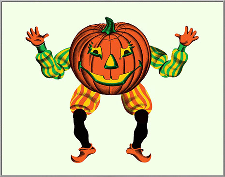 Huge Halloween Pumpkin Goblin jointed cutouts figure, made in USA from the 1960 original