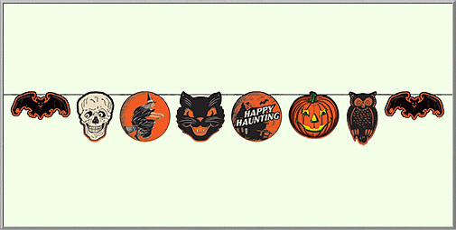 'Happy Haunting' Halloween cutouts banner, made in the USA