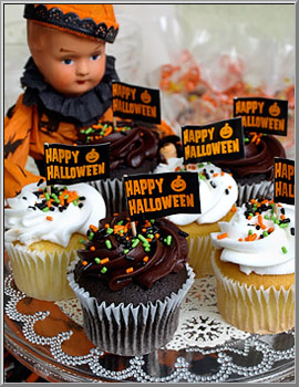 Happy Halloween paper flag picks