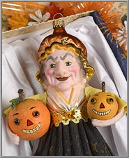 Halloween Witch glass ornament closeup