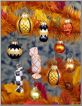 Black & Orange Halloween Candies Glass Ornaments