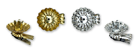 Classic Scalloped Christmas tree candle clips in gold or silver