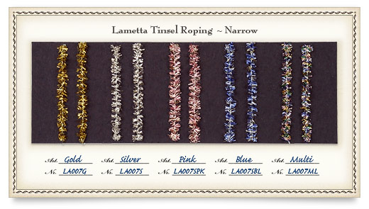 Narow Lametta Tinsel Roping Color Samples Card
