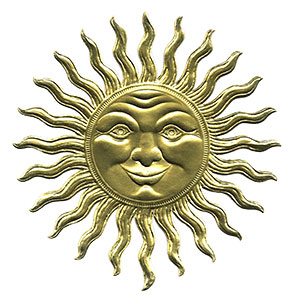 Large Smiling Radiant Sun Dresden die-cut ornament from Germany