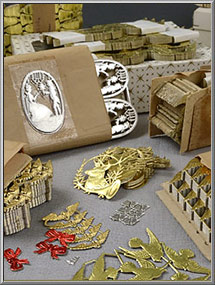 Original packages of West Germany paper foil Dresden die-cut trims