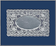 Rococo Lace Dresden silver paper foil doily die-cut card from Germany