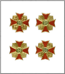 Red & Gold Medals vintage Dresden trim ornaments
