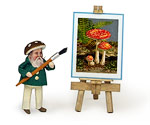 Gnome artist with mushroom painting